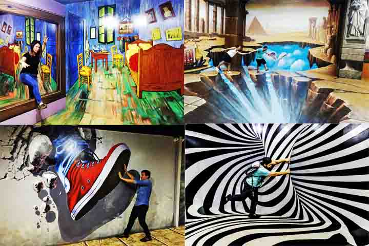 Com 4 mil m² de área, o Museo Planet 3D expõe mais de 100 desenhos tridimensionais pintados por cerca de 40 artistas internacionais.