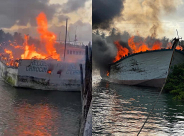 Embarcação foi incendiada na madrugada de segunda-feira, 8  