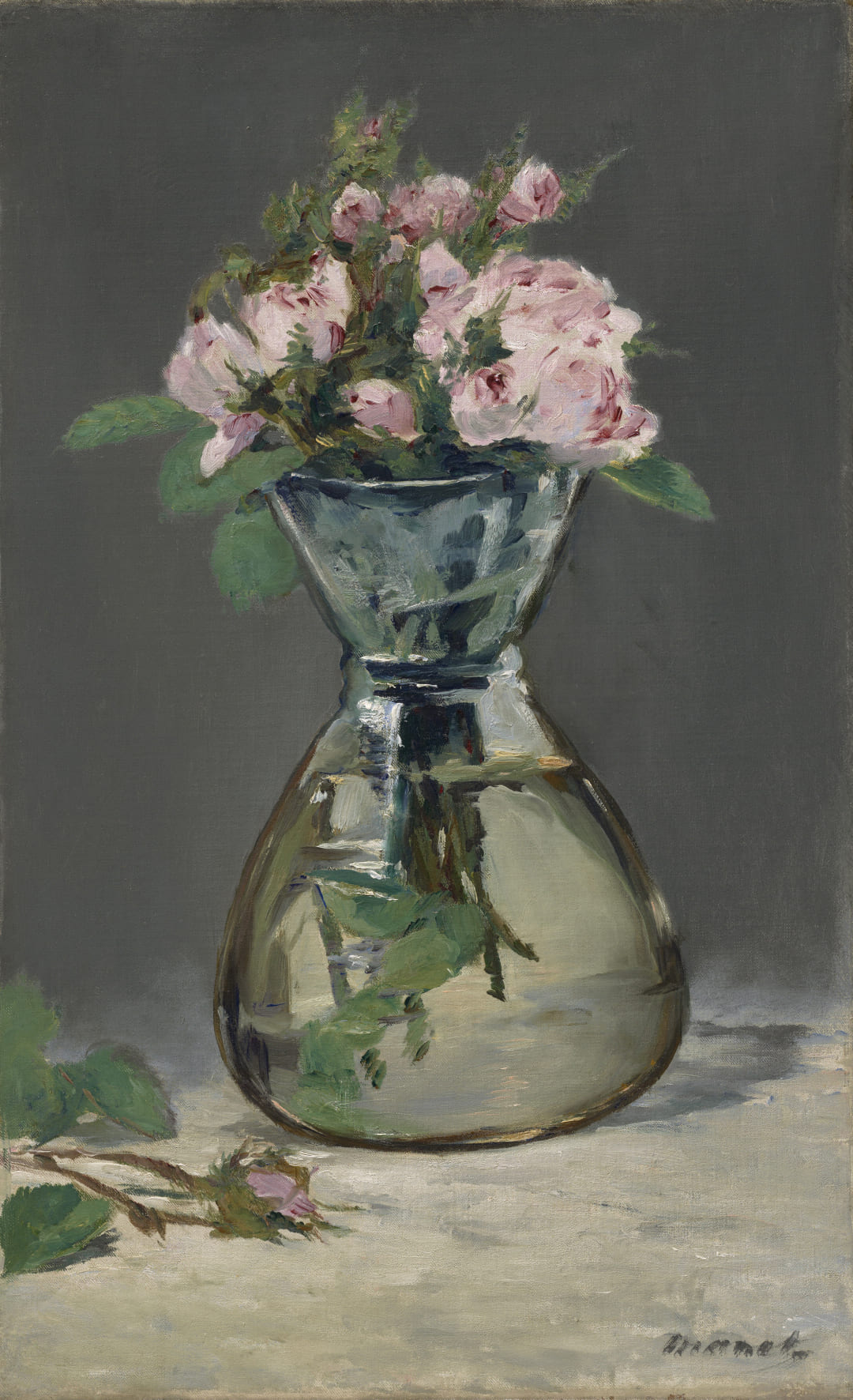 Outra obra marcante é “Moss Roses in a Vase”, de Édouard Manet, em que ele retrata rosas delicadamente dispostas, explorando luz, sombra e textura. Essas obras revelam o simbolismo e a beleza atemporal da flor na arte.