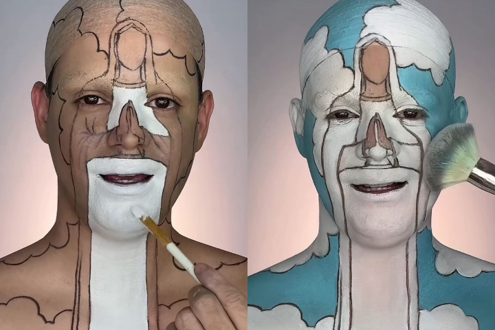 Devoto da santa, ele dedicou dez horas ao trabalho até que o desenho ficasse completo e colorido. 