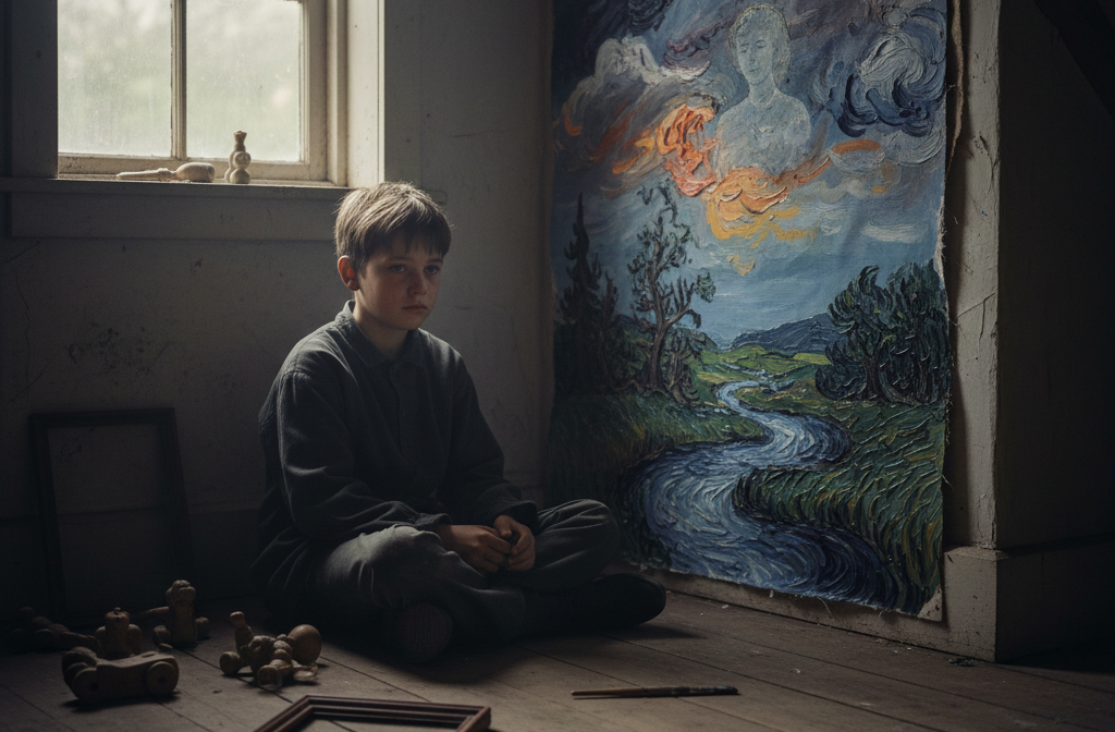 Nascido em Covent Garden, na capital inglesa Londres, J.M.W. Turner perdeu a irmã mais nova aos oito anos. O luto precoce marcou sua infância de forma profunda, corroborando para a ideia de que esse trauma inicial pode ter moldado sua sensibilidade artística. A dor se transformou em paisagens carregadas de emoção.