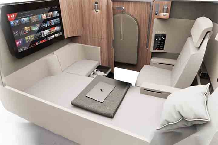 Wi-Fi estará disponível para todos e, segundo a empresa, sistemas de iluminação e cronogramas de refeições foram desenvolvidos com especialistas para minimizar os efeitos do jet lag.