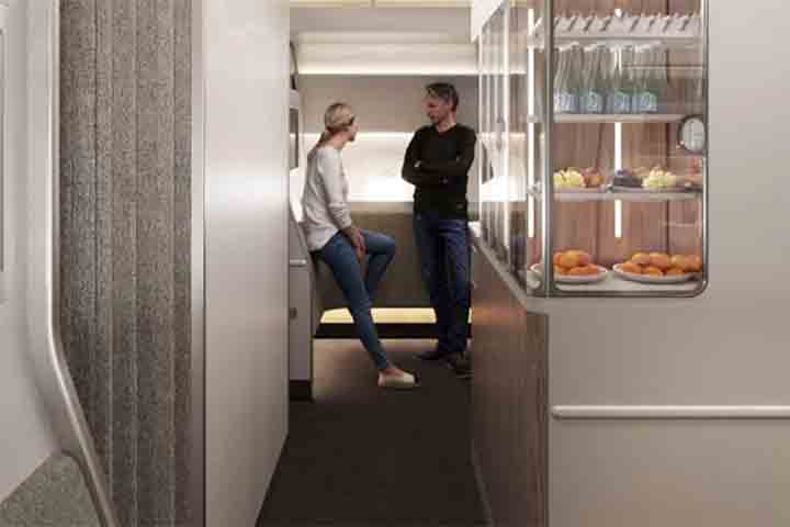 Além do layout, a companhia projetou uma área destinada ao bem-estar dos passageiros, onde será possível alongar-se, hidratar-se e se movimentar ao longo da viagem.