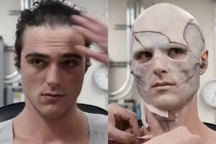 O ator precisou usar 42 próteses, sendo 14 apenas na cabeça e pescoço.