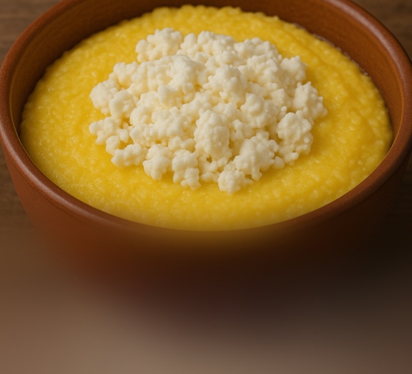6º lugar: Polenta com queijo (Romênia) – versão cremosa da polenta italiana, com muito queijo derretido.  
