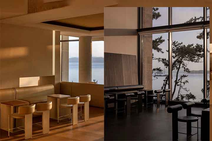 Seven Island (Busan, Coreia do Sul) – Com vista para o mar, privilegia a integração ao entorno natural. É um local popular para saborear pratos de peixe cru (sashimi) e outras iguarias coreanas.