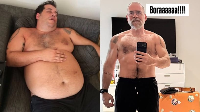 Ator publicou selfie no espelho, exibindo como está o corpo 11 anos após realizar a cirurgia bariátrica 