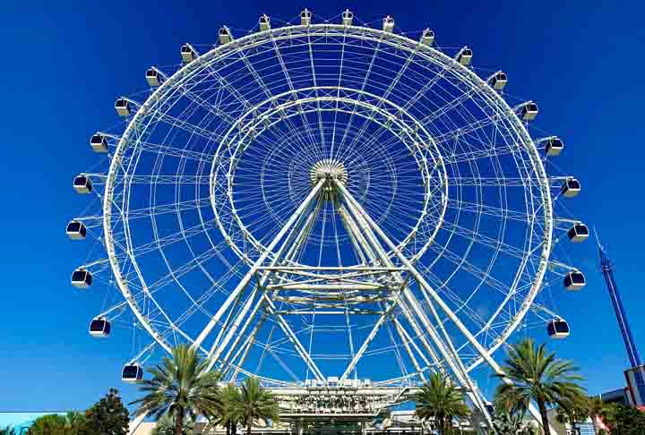 The Wheel (Orlando,Estados Unidos): Fica no Icon Park e possui 122 metros de altura, equivalente a um prédio de 40 andares. Trata-se da segunda maior roda-gigante de observação panorâmica dos Estados Unidos. Cada volta leva aproximadamente 23 minutos com direito a uma vista da região de Orlando.