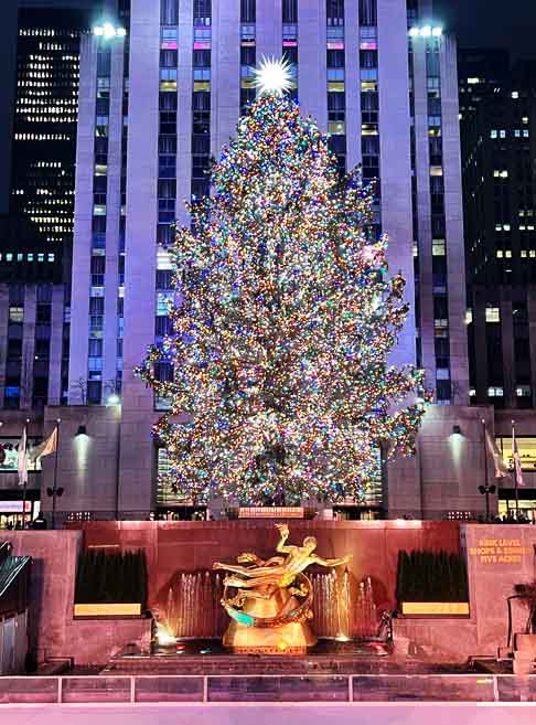 O Rockefeller Center, em Nova Iorque, realmente realiza todos os anos a cerimônia de acendimento da árvore de Natal na primeira quarta-feira após o Dia de Ação de Graças — uma tradição iniciada em 1933. O evento é televisionado e acompanhado por milhares de pessoas.