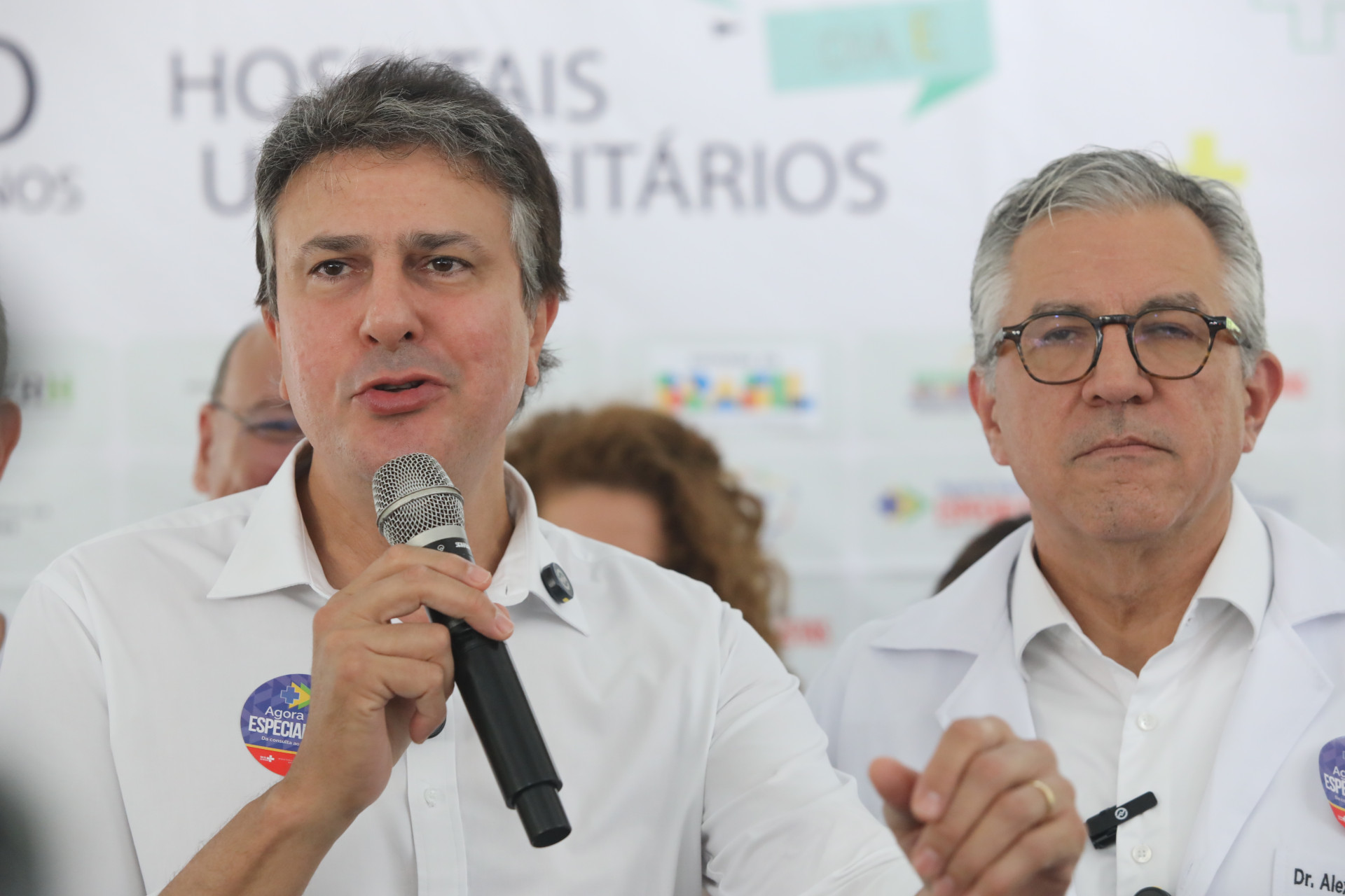 FORTALEZA-CE, BRASIL,13.12.2025: Alexandre Padilha, ministro da saúde, Camilo Santana, Ministro da educação, Elmano de Freitas, governador do Ceará e demais autoriddes da saúde, participam de lançamento do Mutirão de procedimentos médicos no Complexo Hospitalar da UFCEbserh. (Fotos: Fabio Lima/OPOVO) (Foto: FÁBIO LIMA)