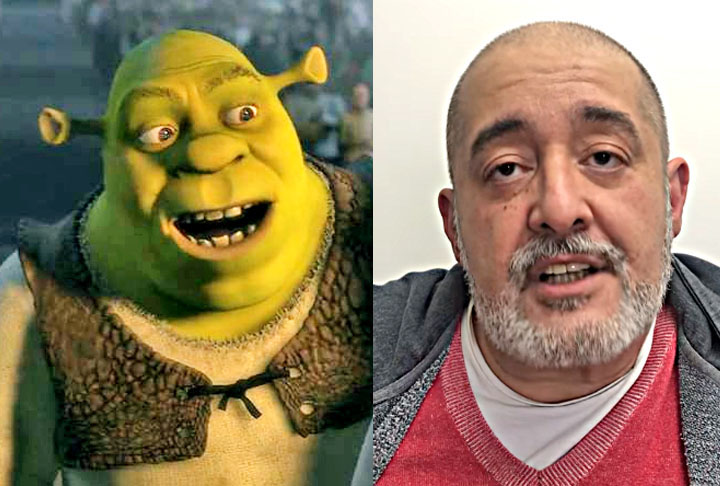 Mauro Ramos / Shrek Terceiro (2007) - Com a trágica morte do comediante Bussunda, em 2006, o dublador Mauro Ramos assumiu a voz do amado ogro no terceiro filme da franquia. Ate entao, Bussunda era titular do personagem. Mauro já era renomado e conhecido por ter dublado o Pumba, em O Rei Leão.