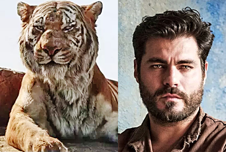 Thiago Lacerda / Shere Khan - Mogli- O Menino Lobo (2016): Shere Khan é um temido tigre bengali, antagonista em O Livro da Selva, de Rudyard Kipling. Ele aparece em diversas adaptações cinematográficas e literárias, incluindo a animação da Disney Mogli: O Menino Lobo.