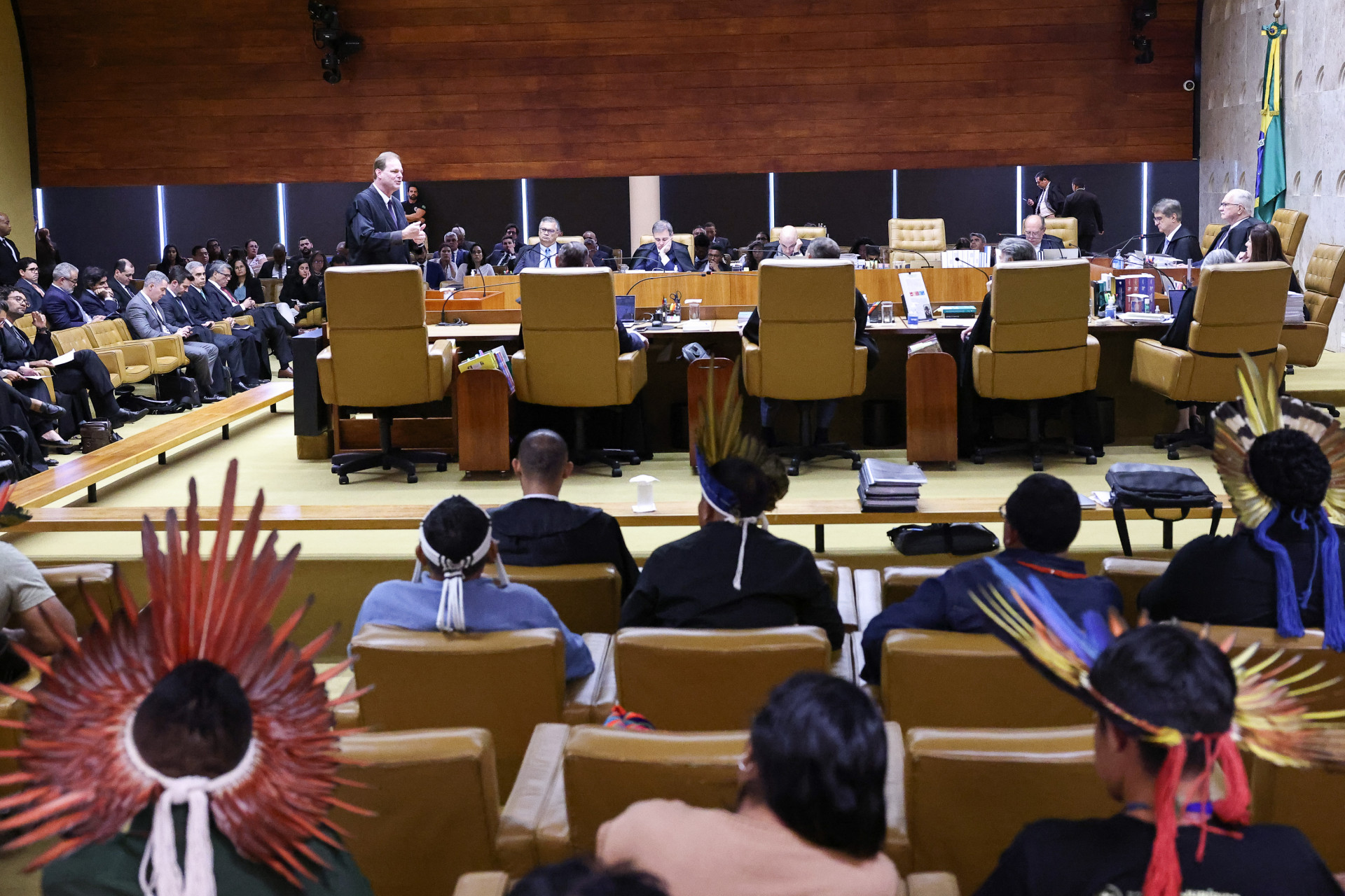 ￼ANTES dos votos, STF ouviu argumentos do movimento indígena e dos partidos (Foto: Antonio Augusto/STF)