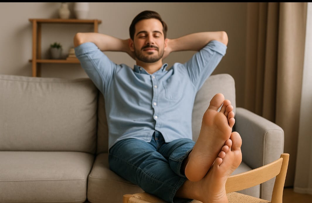 Colocar os pés em cadeiras ou bancos passa despercebido no Brasil. Isso é visto como um ato de relaxamento.