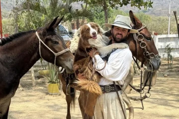Para enfrentar o percurso, Pedro passou semanas treinando as mulas e adaptando seu cão, um border collie chamado Bastião, à rotina da estrada.