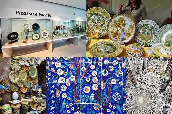 Faenza, Itália - É berço das tradicionais cerâmicas italianas, conhecidas por suas técnicas de esmaltação. A cidade é respeitada por sua porcelana e azulejos, e a tradição ceramista remonta ao período medieval, influenciando a produção de cerâmica europeia.