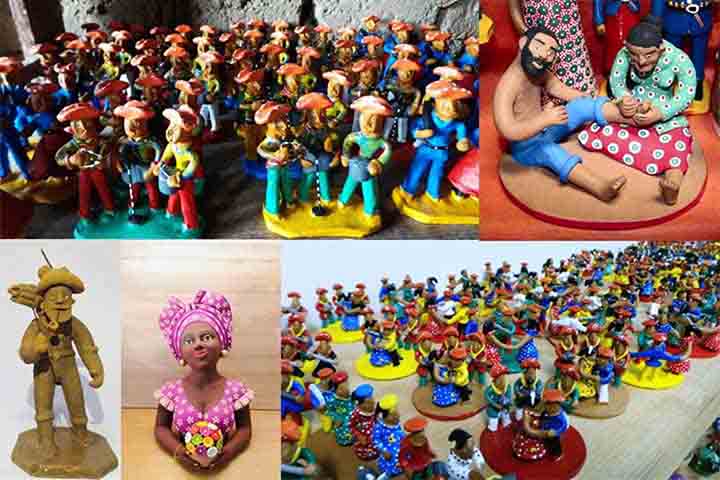 Caruaru, Pernambuco - Famosa pela sua produção de cerâmica popular, especialmente bonecos de barro que representam cenas do folclore nordestino. A cidade tem uma forte ligação com as festividades de São João e a cultura local, com artesãos que mantêm viva a tradição desde a época colonial.
