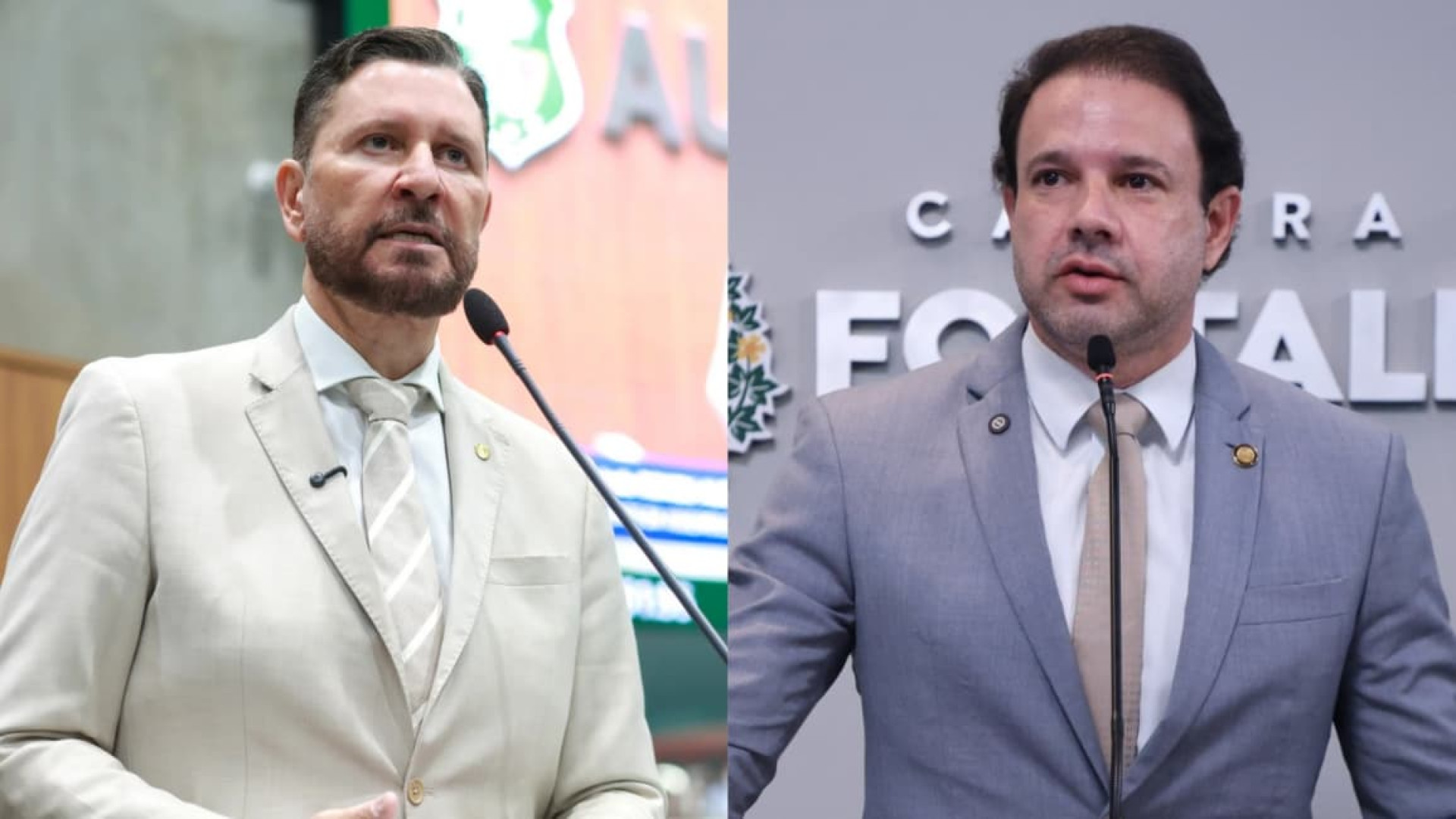 Romeu Aldigueri (PSB), presidente da Alece, e Leo Couto (PSB), presidente da CMFor (Foto: Junior Pio/Alece / Mateus Dantas/CMFor)