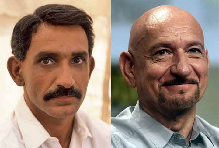 Ben Kingsley – ator britânico, nascido em 1943. Careca desde os anos 1970, quando passou a lidar com a queda natural de cabelo, como já relatou em entrevistas, visual que se tornou uma marca de sua carreira.