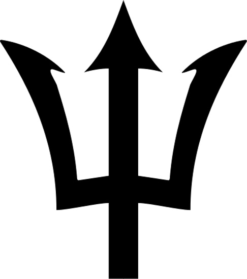 Outro país que utiliza o tridente como símbolo principal é a pequena ilha de Barbados, conhecida por ser a terra natal da cantora Rihanna. O tridente no meio de sua bandeira significa a independência do Reino Unido.