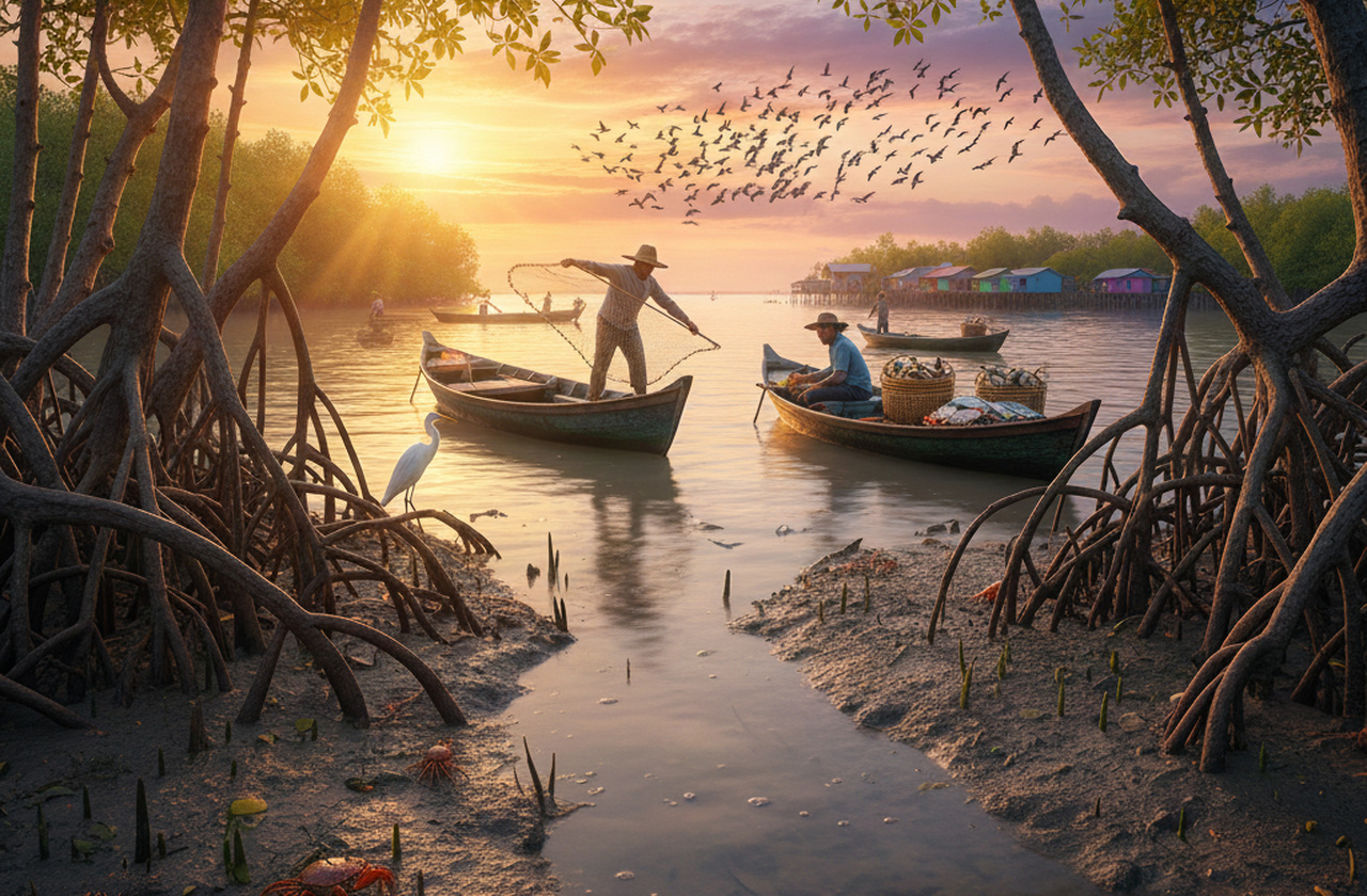 A floresta móvel de Muisne abriga peixes, crustáceos, aves e organismos adaptados à variação constante de salinidade. A dinâmica do ambiente cria nichos variados, favorecendo grande diversidade. Desse modo, essa riqueza biológica sustenta comunidades pesqueiras tradicionais.