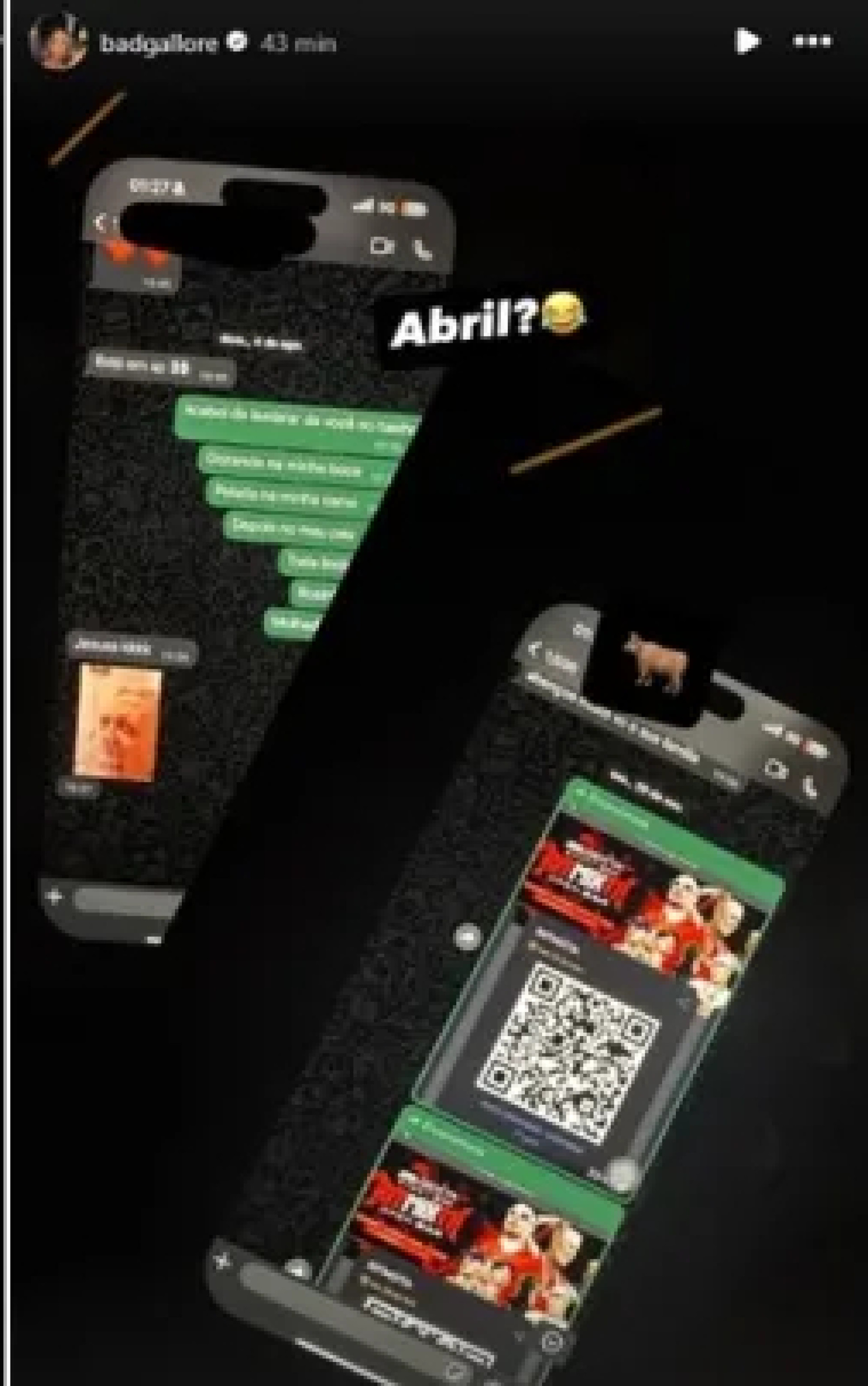 Prints expostos por Lorena Maria por meio de stories em seu perfil da rede social Instagram