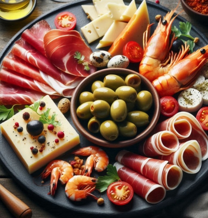  Na Espanha, os tapas são pequenos pratos que podem incluir azeitonas, queijos, jamón, e frutos do mar. O hábito de compartilhar tapas reflete a cultura social e a convivência.