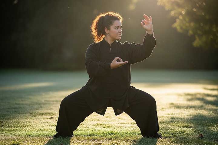 Caracteriza-se por movimentos lentos e circulares, que visam a harmonia entre corpo e mente, assim como inclui técnicas de respiração profunda, que ajudam a acalmar e focar a mente. 