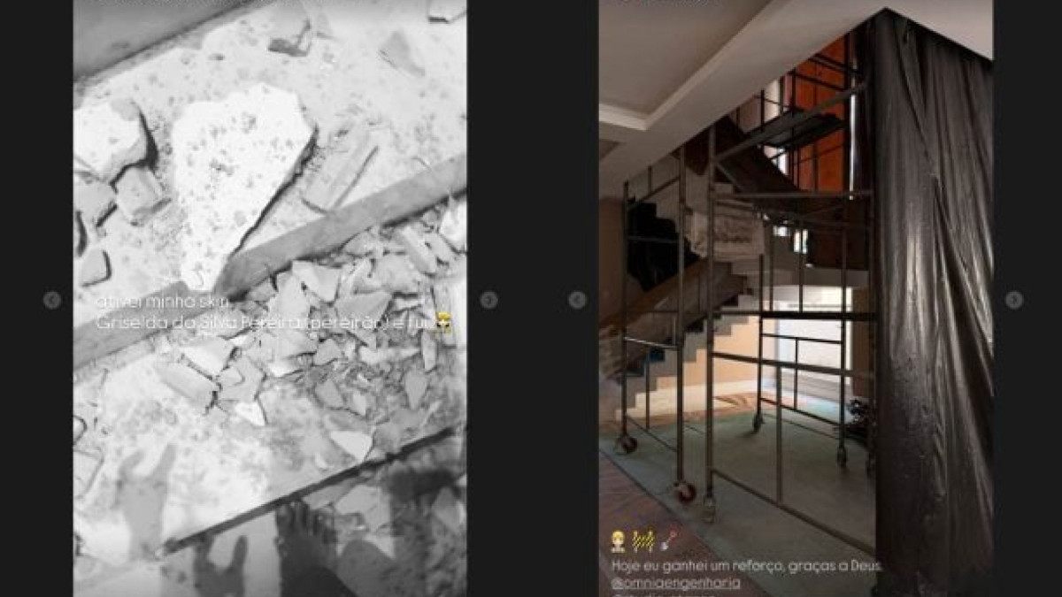 Teto da residência de Amanda Kimberlly, ex-affair do craque, desaba, e produtora de conteúdo reage com descontração