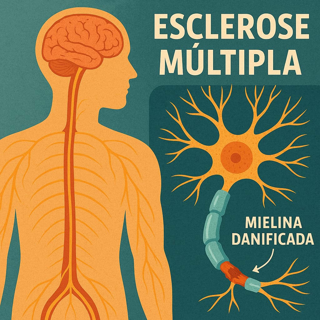 A esclerose múltipla é uma condição autoimune em que o sistema de defesa do corpo passa a agredir a mielina, camada responsável por revestir e proteger as fibras nervosas do cérebro e da medula espinhal.