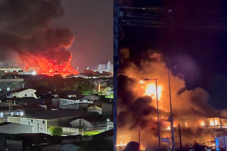 Inc&ecirc;ndio atinge sucata na avenida Sargento Herm&iacute;nio, em Fortaleza