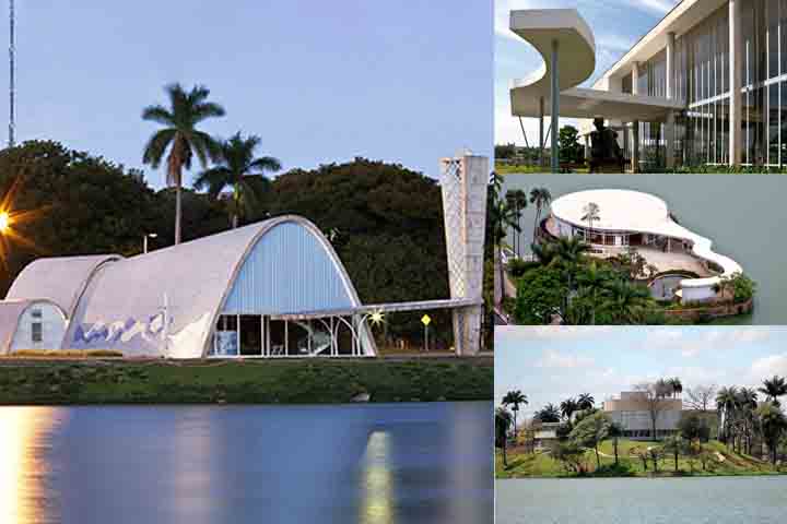 Conjunto Moderno da Pampulha, Minas Gerais – Criado nos anos 1940 em Belo Horizonte, esse conjunto arquitetônico moderno reúne obras de Oscar Niemeyer, com jardins de Burle Marx e arte de Portinari.