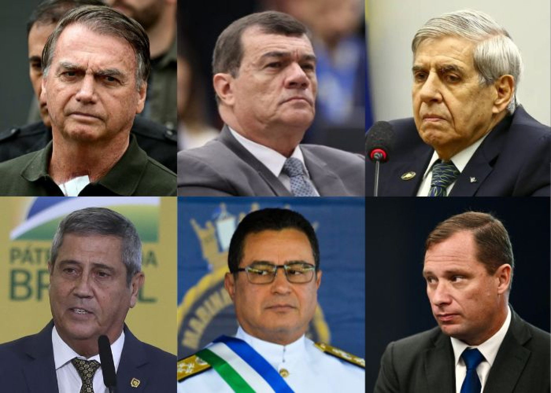 Jair Bolsonaro, Paulo S&eacute;rgio Nogueira, Augusto Heleno, Braga Netto, Almir Garnier e Mauro Cid(Foto: Pablo Porciuncula/AFP, Ton Molina/STF, Marcelo Camargo/Ag&ecirc;ncia Brasil, Jos&eacute; Cruz/Ag&ecirc;ncia Brasil, Valter Campanato/Ag&ecirc;ncia Brasil e Evaristo S&aacute;/AFP)