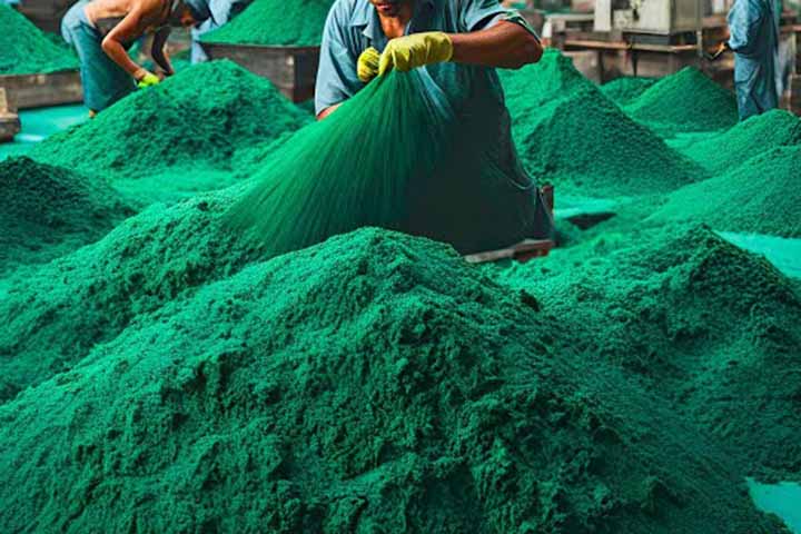 É cultivada em tanques, tanto em água doce quanto salgada, e posteriormente processada em pó, cápsulas ou outros formatos. 