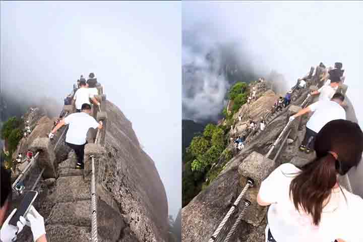 A inclinação pode chegar a 90 graus em alguns momentos do percurso, exigindo o uso de mãos e pés.
