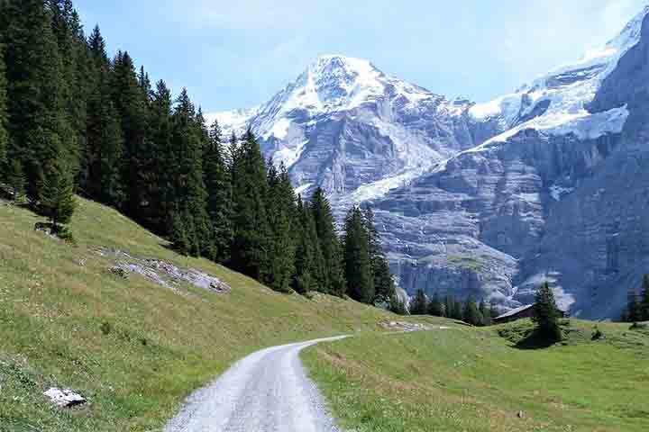 Mönch (4.107 m) - Entre o Eiger e a Jungfrau, o Mönch funciona como elo desse trio lendário. Com linhas elegantes e trilhas glaciais, é considerado o mais acessível dos três, embora ainda exija experiência em alta montanha. A vista do topo recompensa com panoramas de 360 graus que abrangem toda a região de Bernese Oberland.
