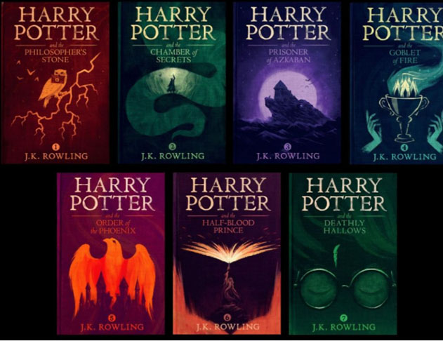 A saga conta com sete livros, como Harry Potter e a Pedra Filosofal; Harry Potter e a Câmara Secreta; Harry Potter e o Prisioneiro de Azkaban; Harry Potter e o Cálice de Fogo e outros.
