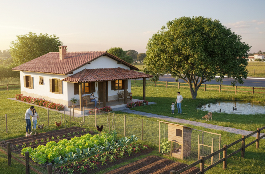 Chácara: O menor tipo de propriedade rural. Geralmente são propriedades menores, localizadas próximas à cidade. Costumam ter uma única casa, algumas hortas ou pomares e, em alguns casos, poucos animais. 

