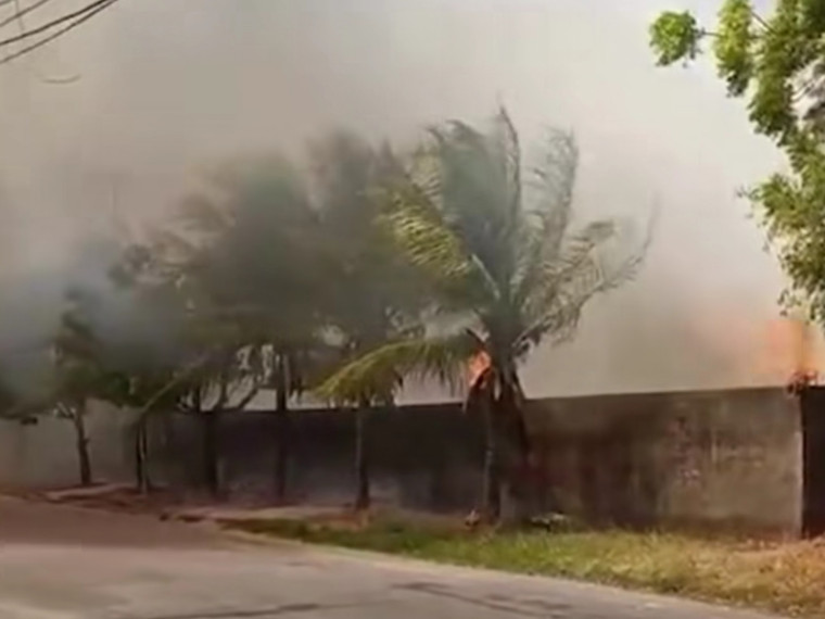 O fogo atingiu a vegetação interna e externa do local