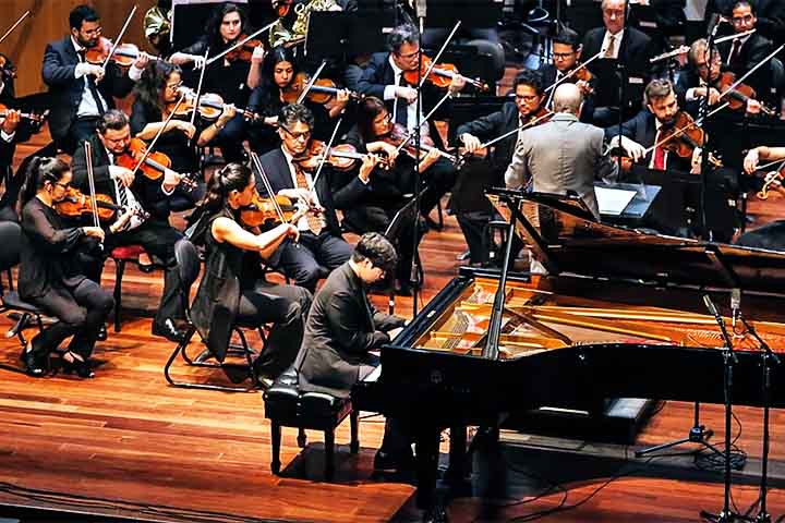 Algumas orquestras também podem incluir piano e celesta, dependendo da obra executada.

