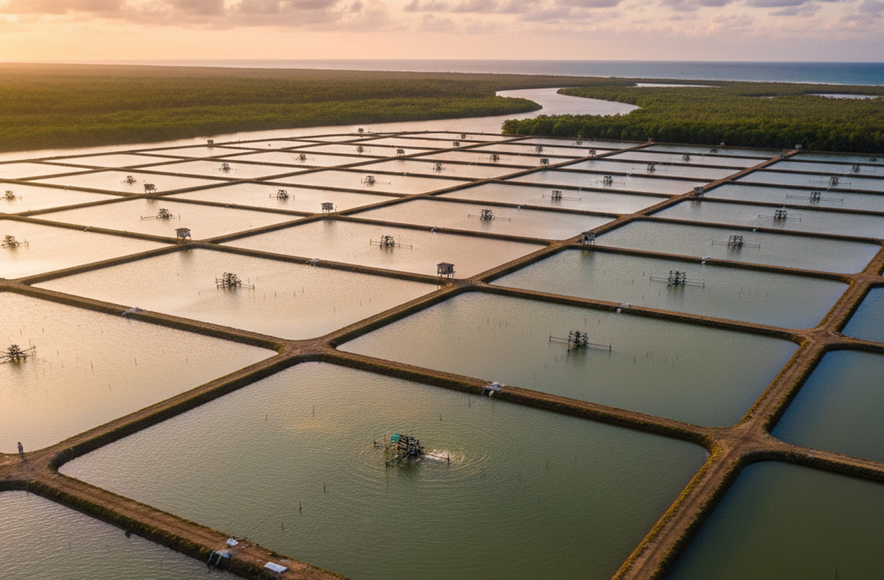 Já a criação de camarões é uma das principais causas de destruição de manguezais no Equador. Grandes áreas foram convertidas em tanques de cultivo, reduzindo a cobertura vegetal. Isso afeta diretamente a dinâmica natural que permite o “deslocamento” da floresta.