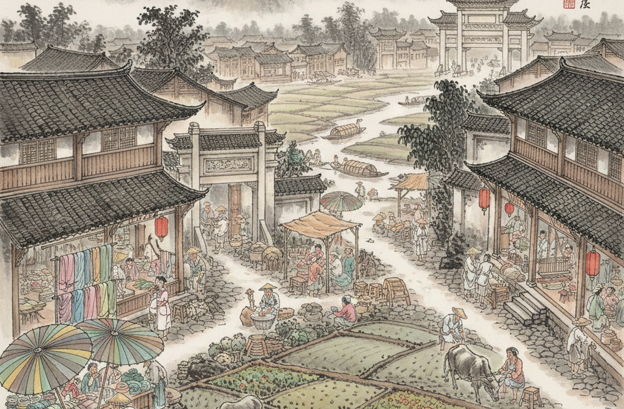 Shicheng era um centro político e econômico da região de Sui’an. Sua história inclui comércio de seda, agricultura e produção artesanal em meio a uma cidade que representava prosperidade e organização social avançada.