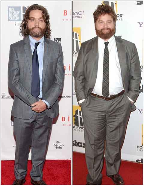 Zach Galifianakis - Em 2017, o ator surpreendeu ao aparecer visivelmente mais magro no tapete vermelho do Emmy. Ele revelou que a principal mudança em sua rotina foi a eliminação do consumo de álcool, especialmente bebidas como vodka com salsichas, que ele descreveu como deliciosas, mas ruins para a saúde. 
