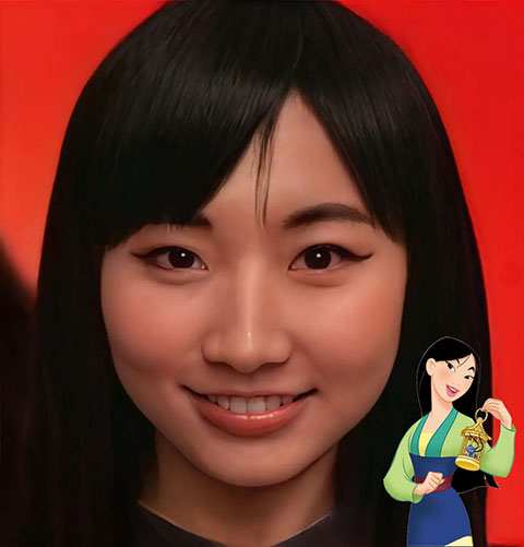 A Mulan é uma personagem da Disney que foi criada a partir da lenda chinesa de Hua Mulan. Assim ela seria, de acordo com as técnicas de Hidreley.