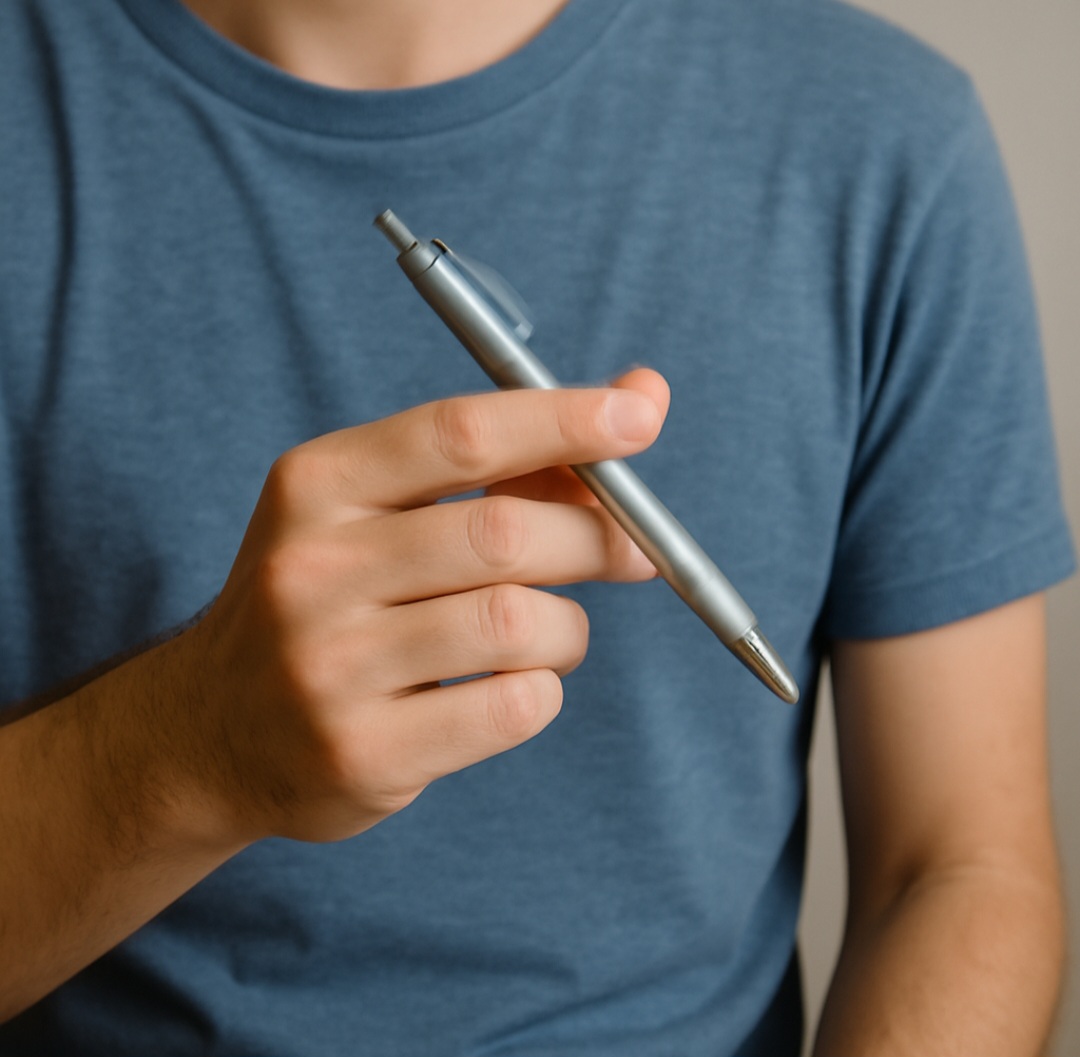 Girar objetos nas mãos, como canetas ou chaves, é uma mania motora que ajuda a descarregar energia nervosa ou manter o foco em tarefas.