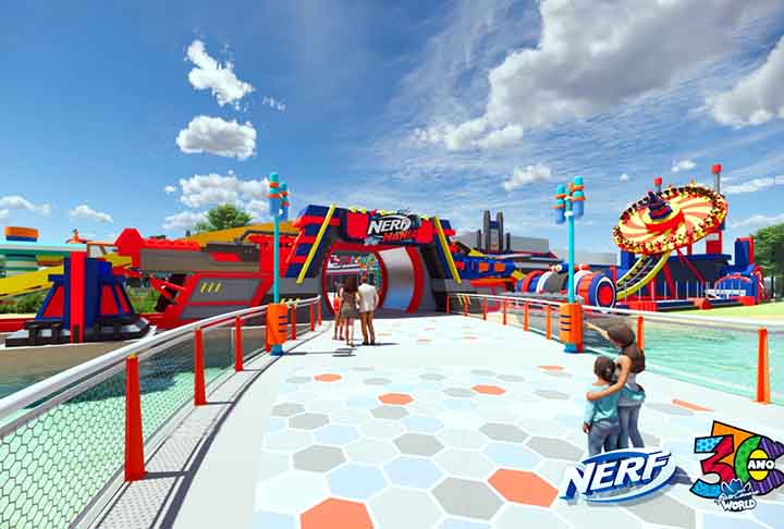 O parque conta com a primeira área temática Nerf do mundo, investimento de aproximadamente R$ 100 milhões, em parceria com a marca Hasbro Inc., detentora dos famosos lançadores de água de brinquedo.