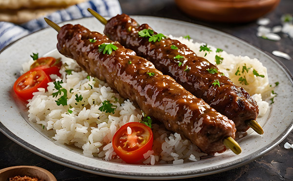 Kafta (Líbano e Síria) – Espeto de carne moída temperada com especiarias, grelhado e suculento.
