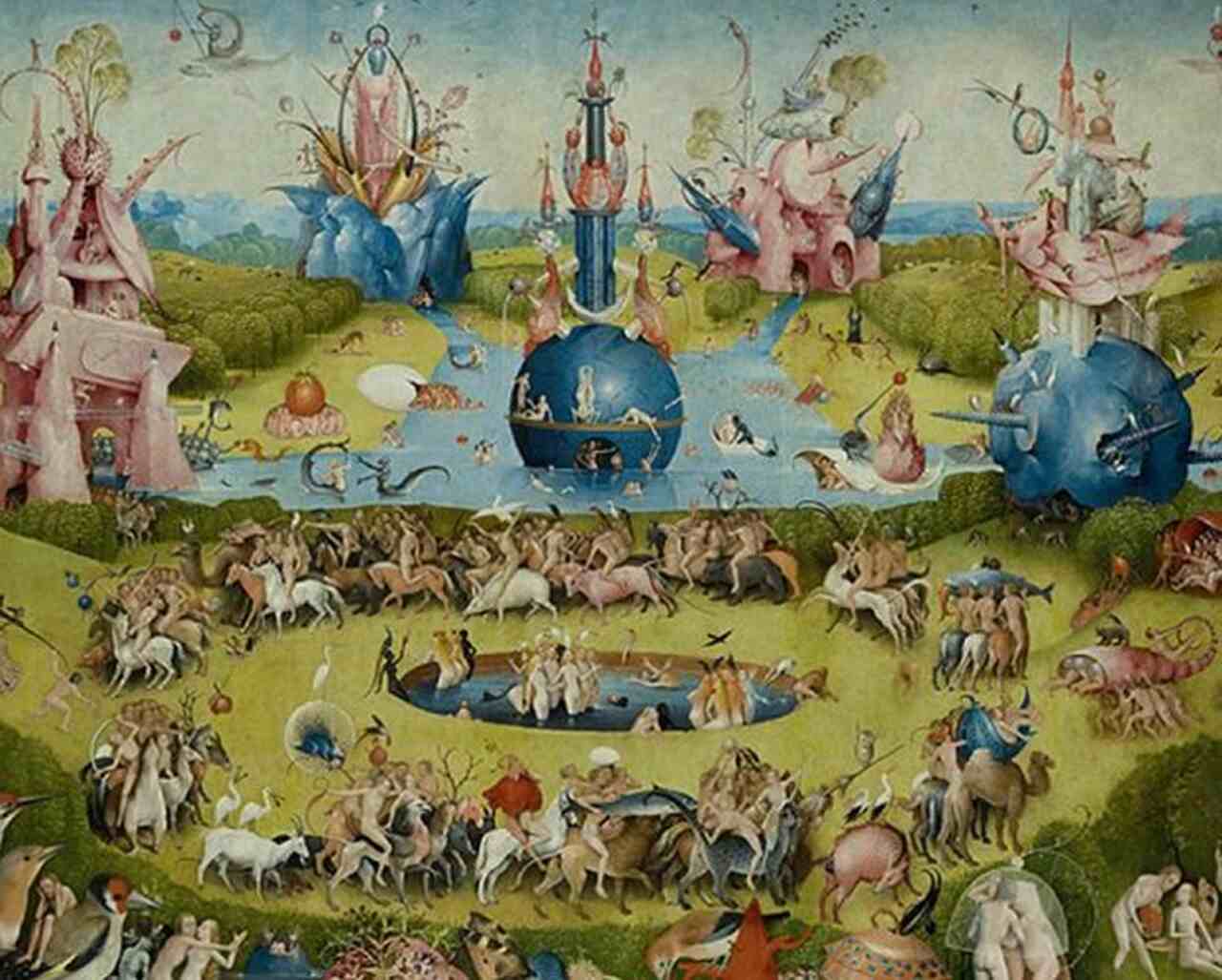 Já O Jardim das Delícias Terrenas demonstra uma visão alegórica sobre a criação e os prazeres terrenos, e é admirado pela sua riqueza simbólica e detalhamento técnico.