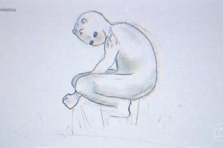 ET de Varginha foi descrito pelas jovens como mostra no desenho demonstrado ao Fant&aacute;stico