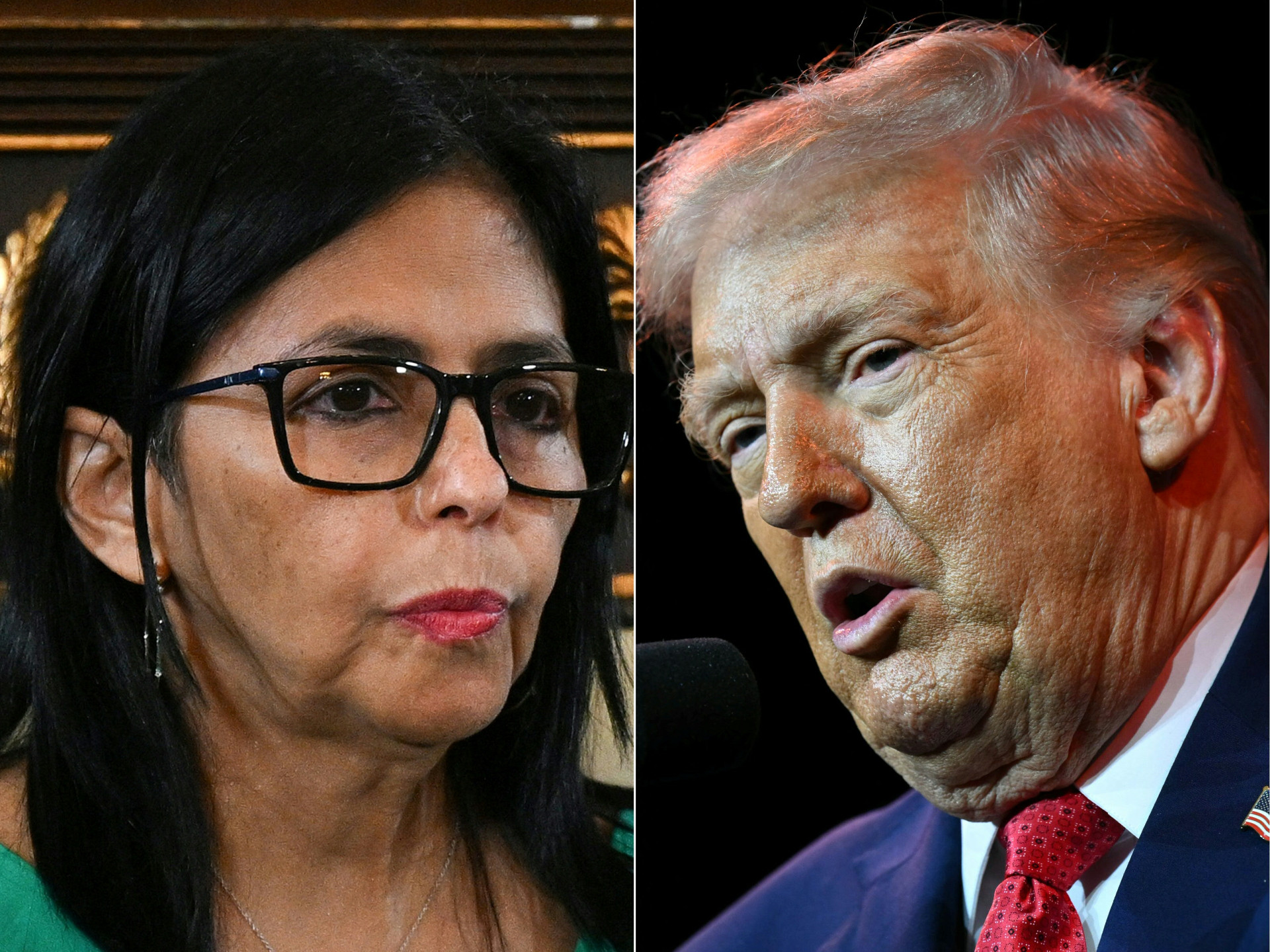 ￼DELCY Rodríguez, presidente interina, e Donald Trump (Foto: FEDERICO PARRA / AFP)